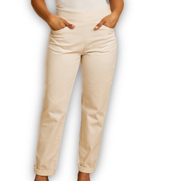 Isaac Mizrahi Cream Ankle Pants Stretch Snap Hem Classic Fit 10 - Picture 10 of 10